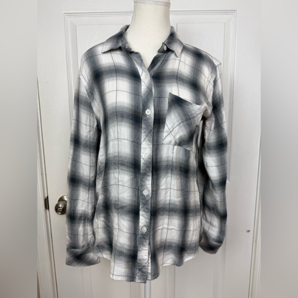 Rails Hunter Soft Button Down Shirt White Steel Size Small